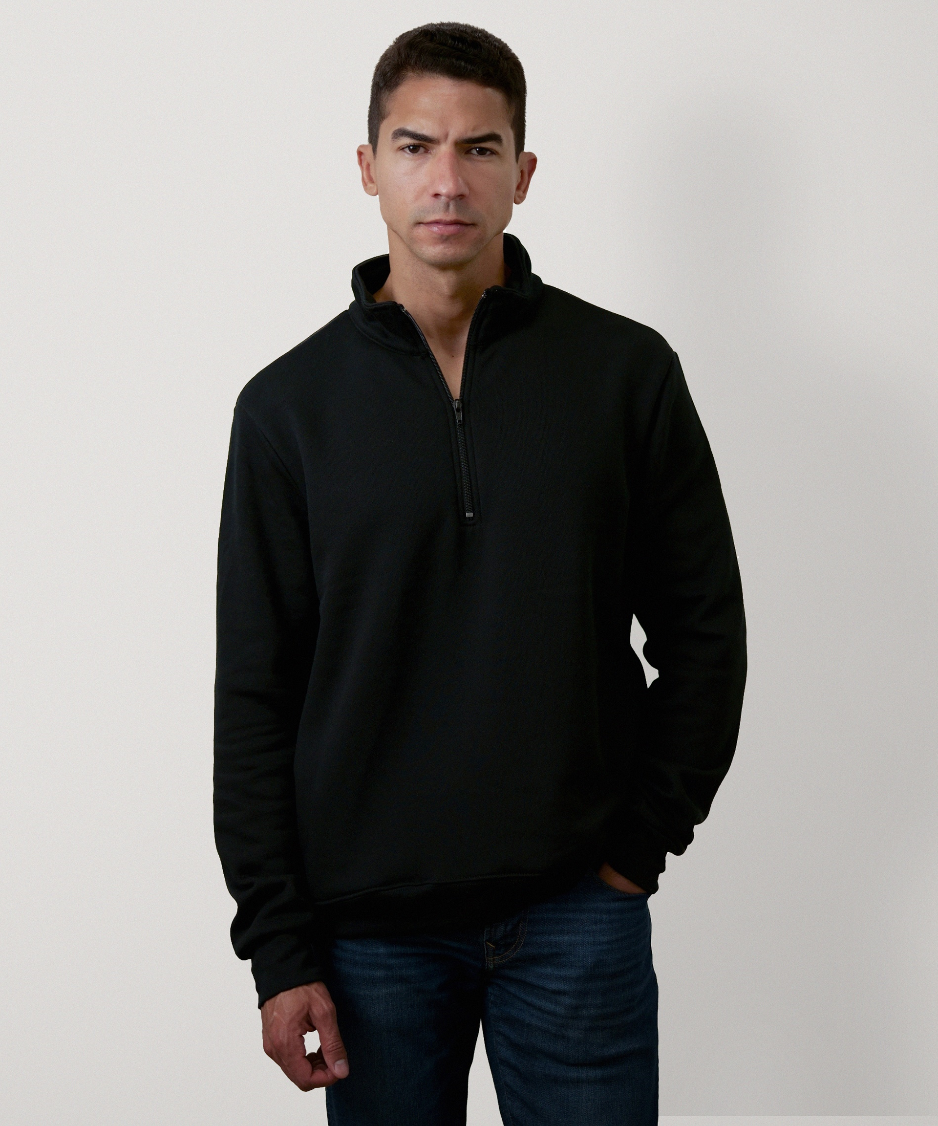 Quarter Zip Sweatshirt for Men (Black)