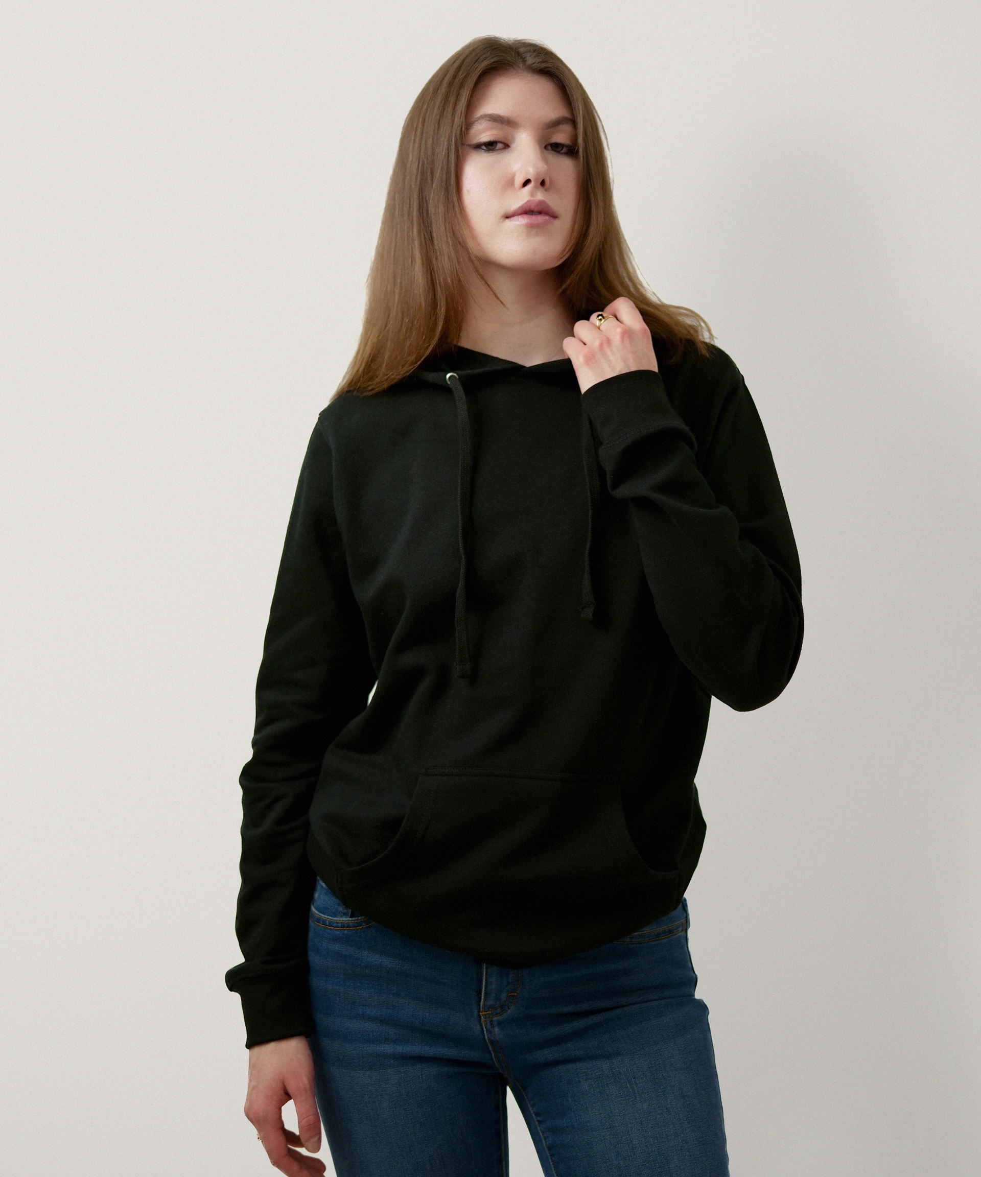 Essential Pullover Hoodie for Women (Jet Black)