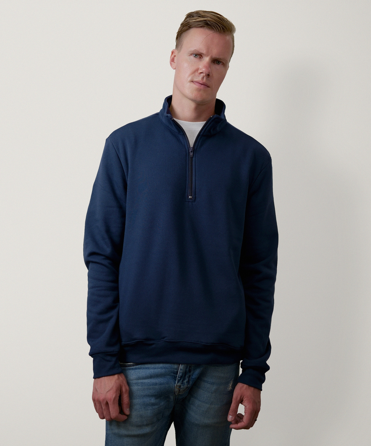 Quarter Zip Sweatshirt for Men (Navy)