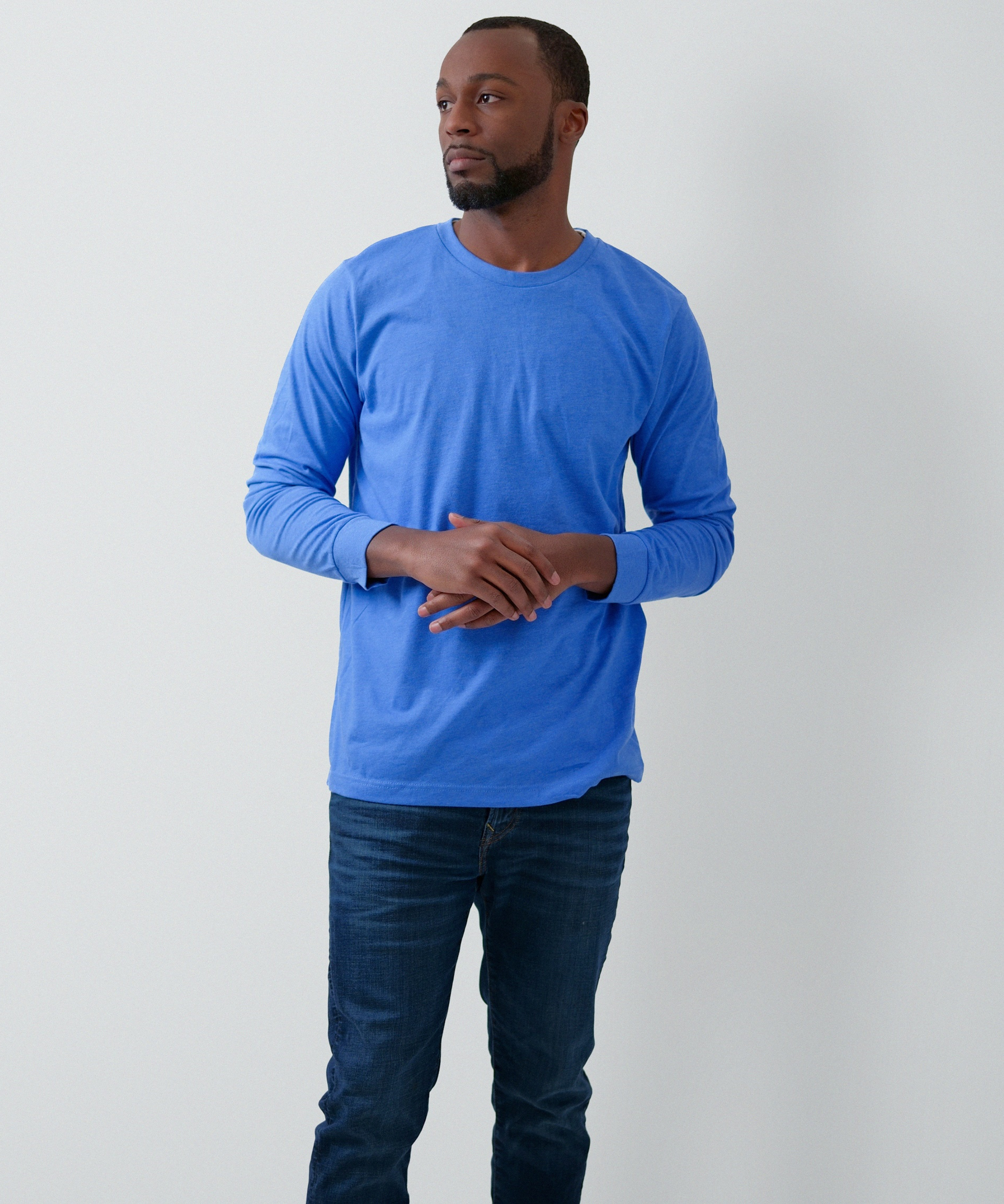 Essential Long Sleeve T-Shirt for Men (True Royal Triblend)