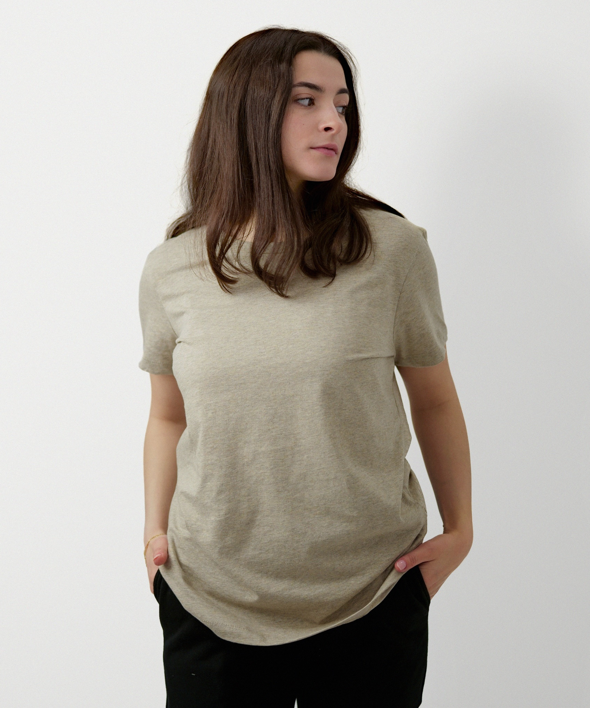 Essential Short Sleeve T-Shirt for Women (Heather Latte)