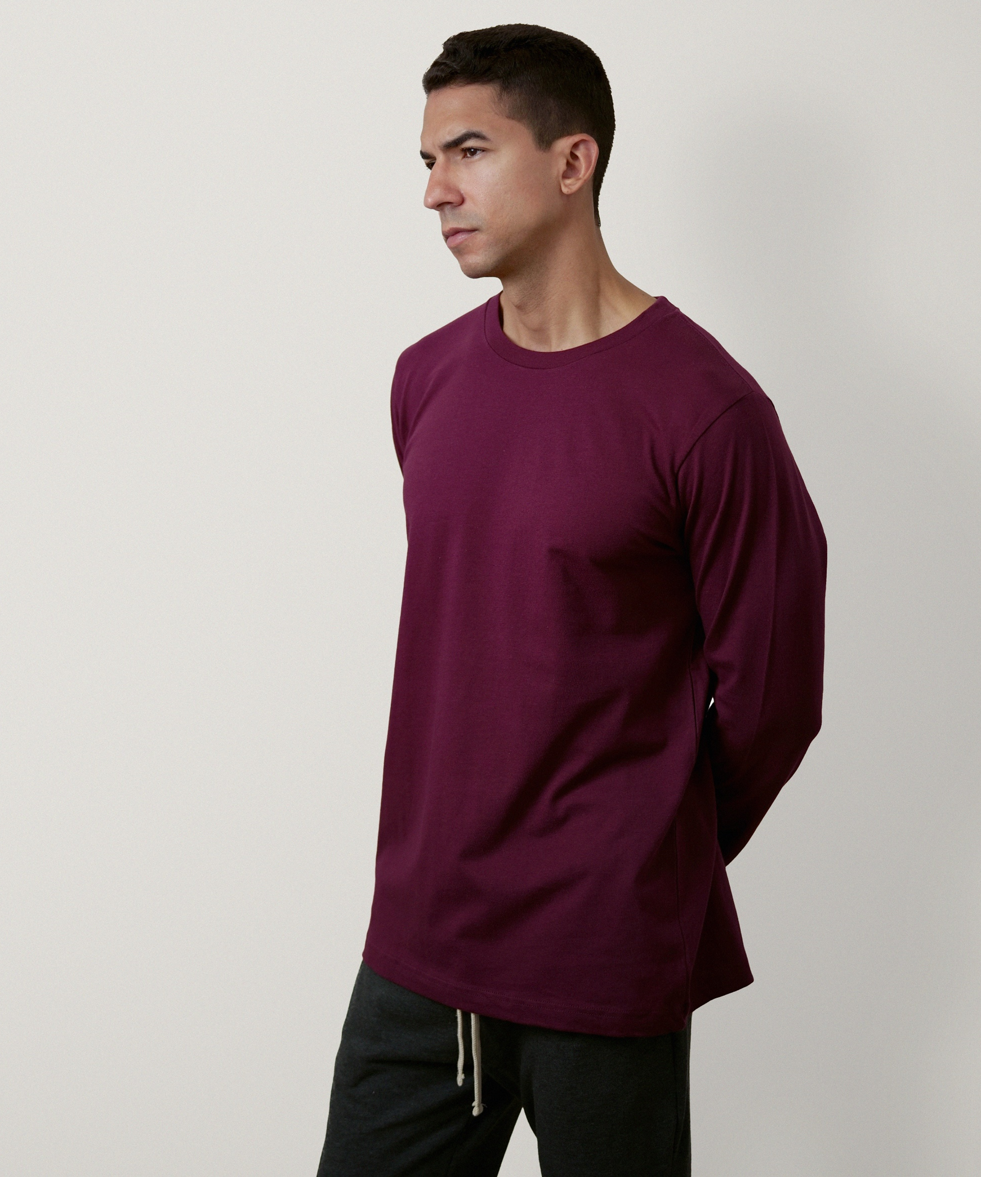 Essential Long Sleeve T-Shirt for Men (Maroon)